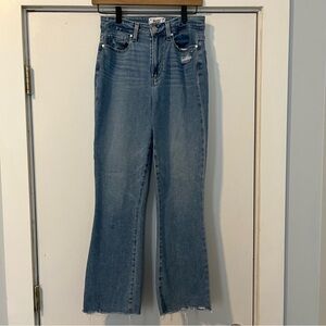 PAIGE Medium Light Wash Blue Flare Bootcut Jeans women’s size 27 distressed